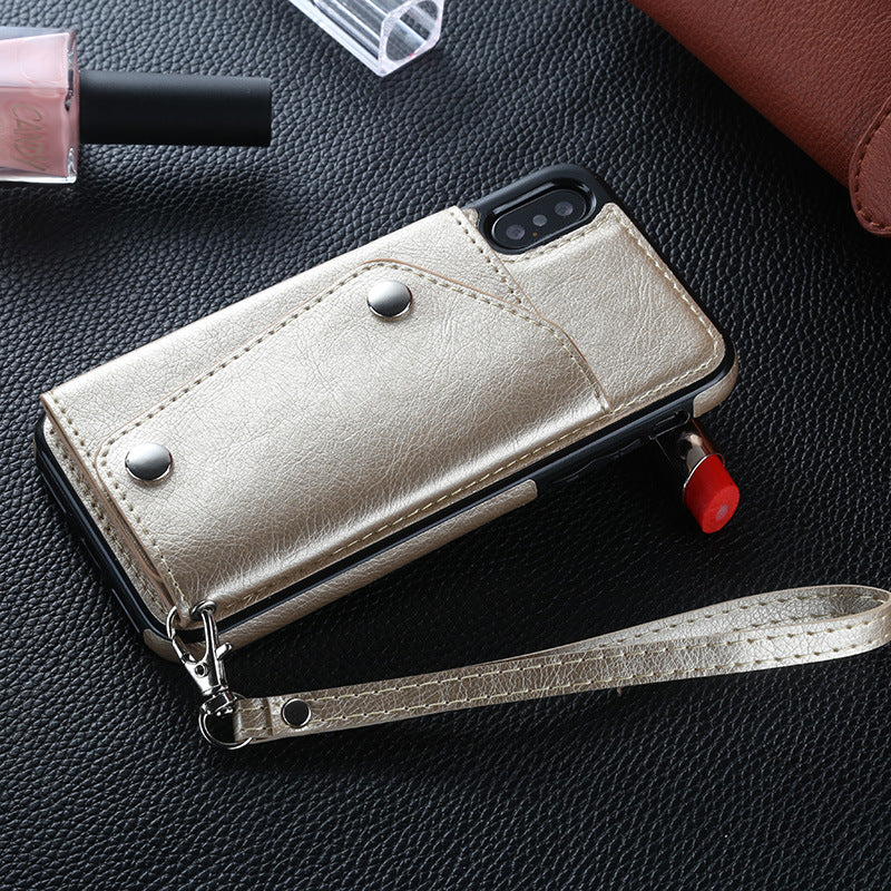 Card Wallet Leather Case With Lanyard