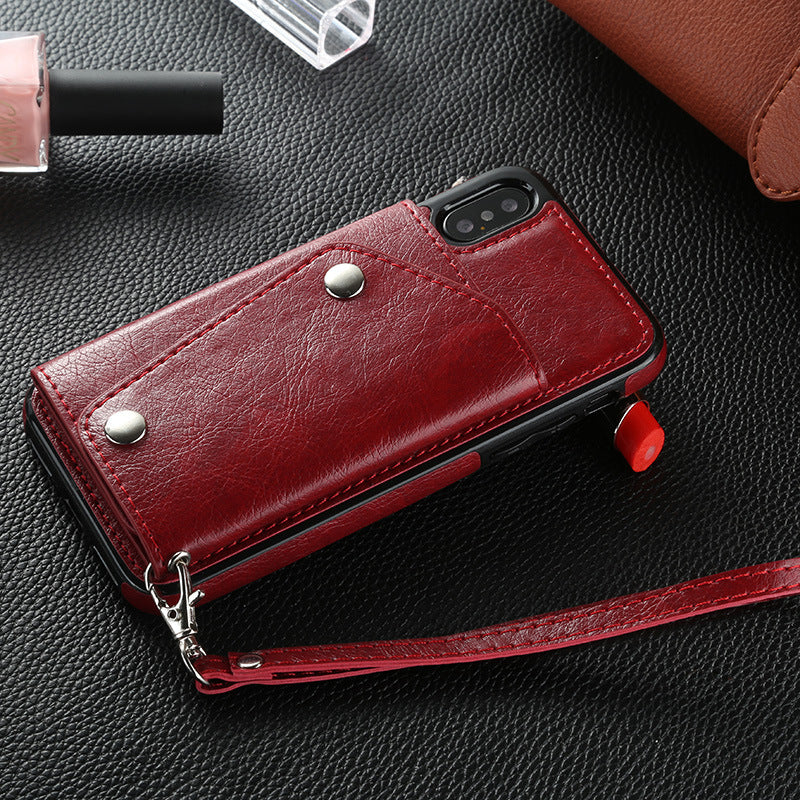 Card Wallet Leather Case With Lanyard