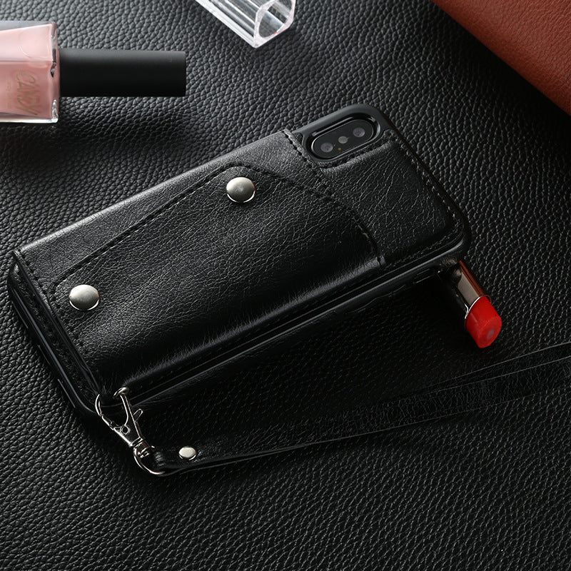 Card Wallet Leather Case With Lanyard