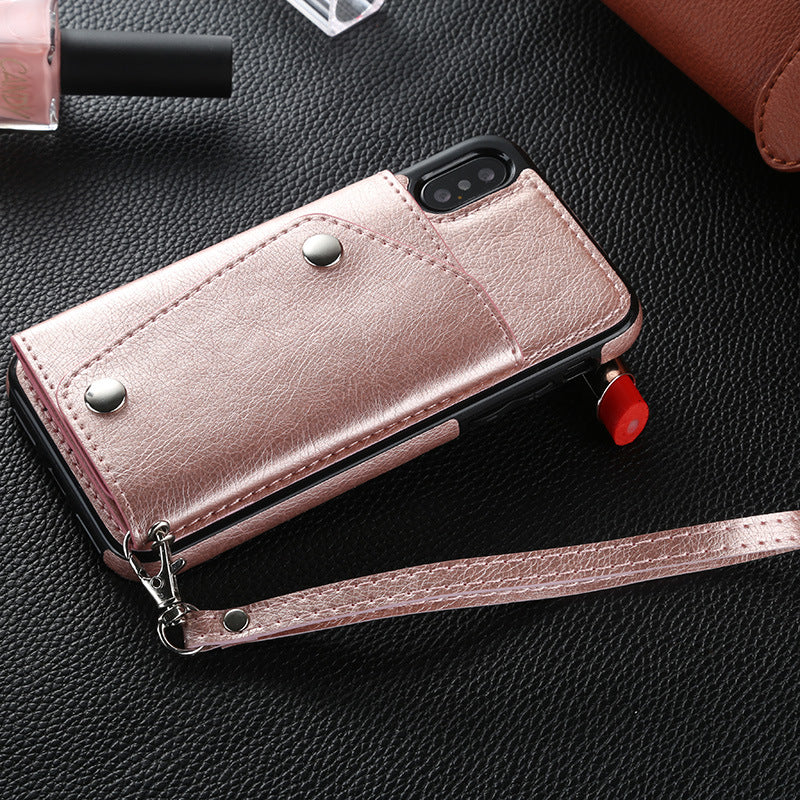 Card Wallet Leather Case With Lanyard