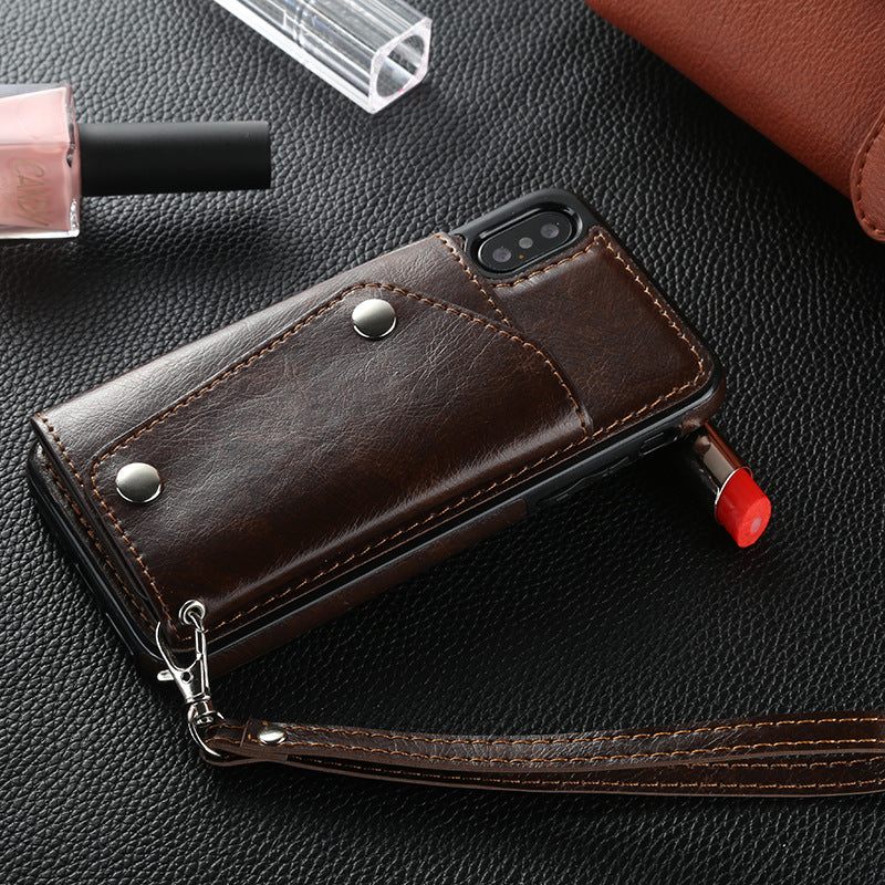 Card Wallet Leather Case With Lanyard