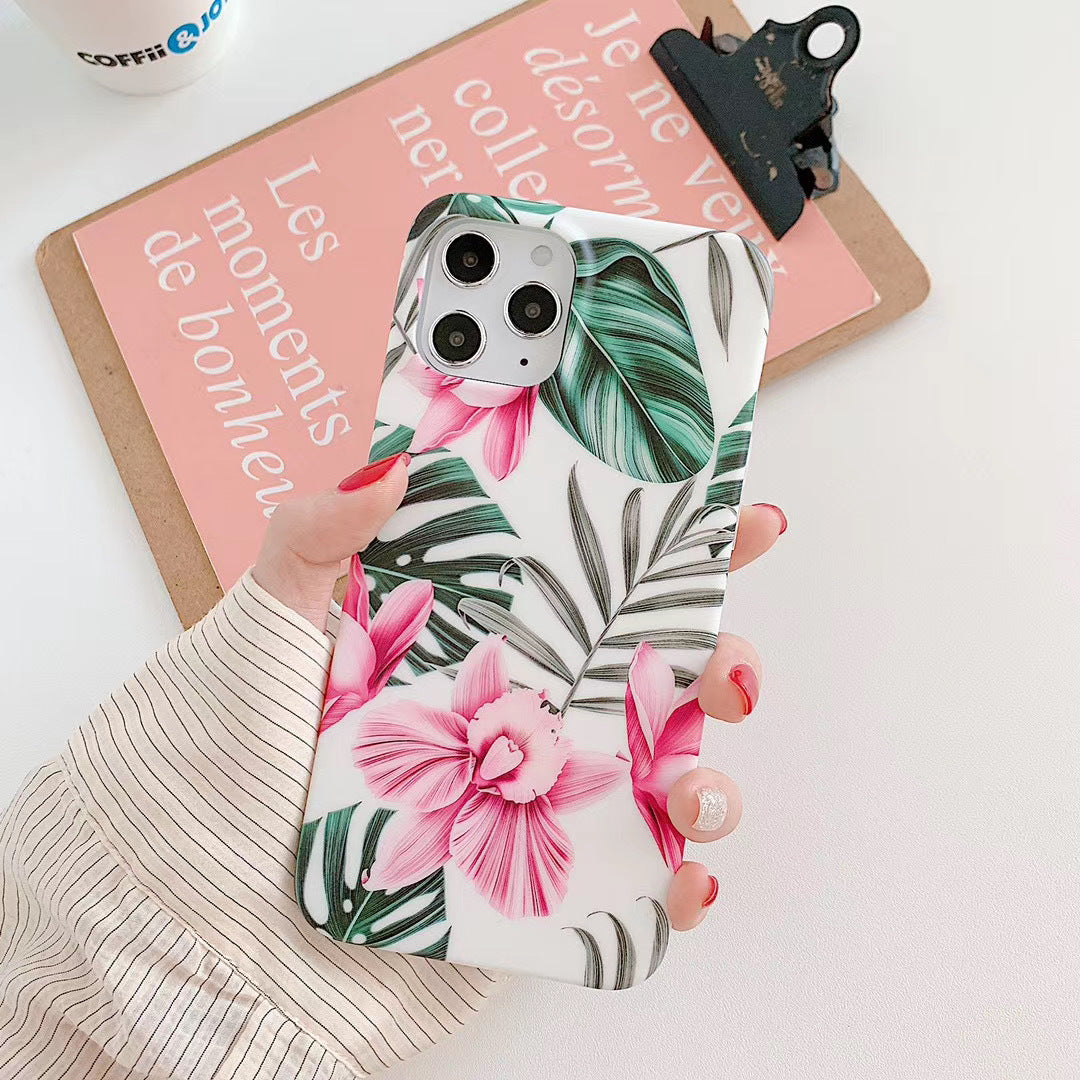 Retro literary small flower leaf phone case