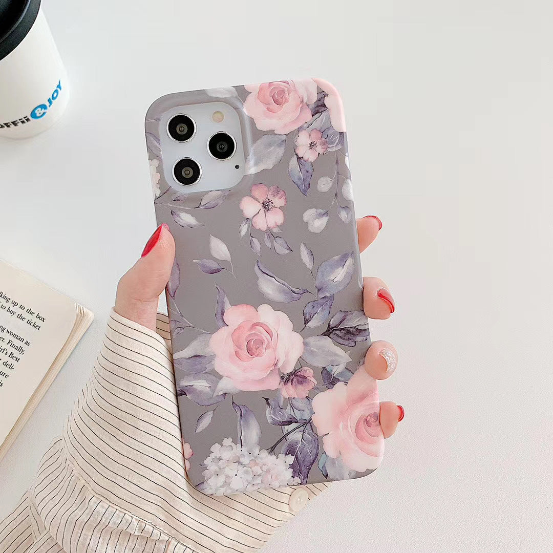 Retro literary small flower leaf phone case