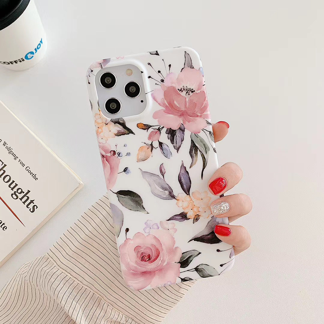 Retro literary small flower leaf phone case