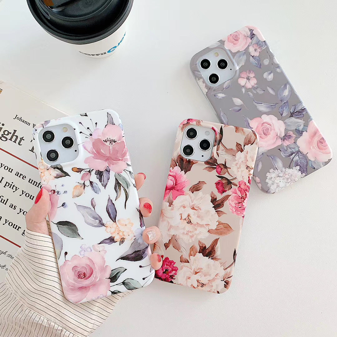 Retro literary small flower leaf phone case