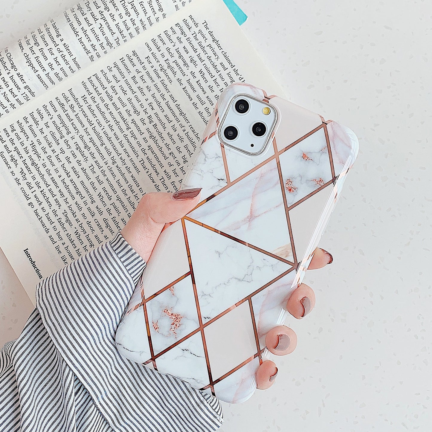 Stitched marble phone case