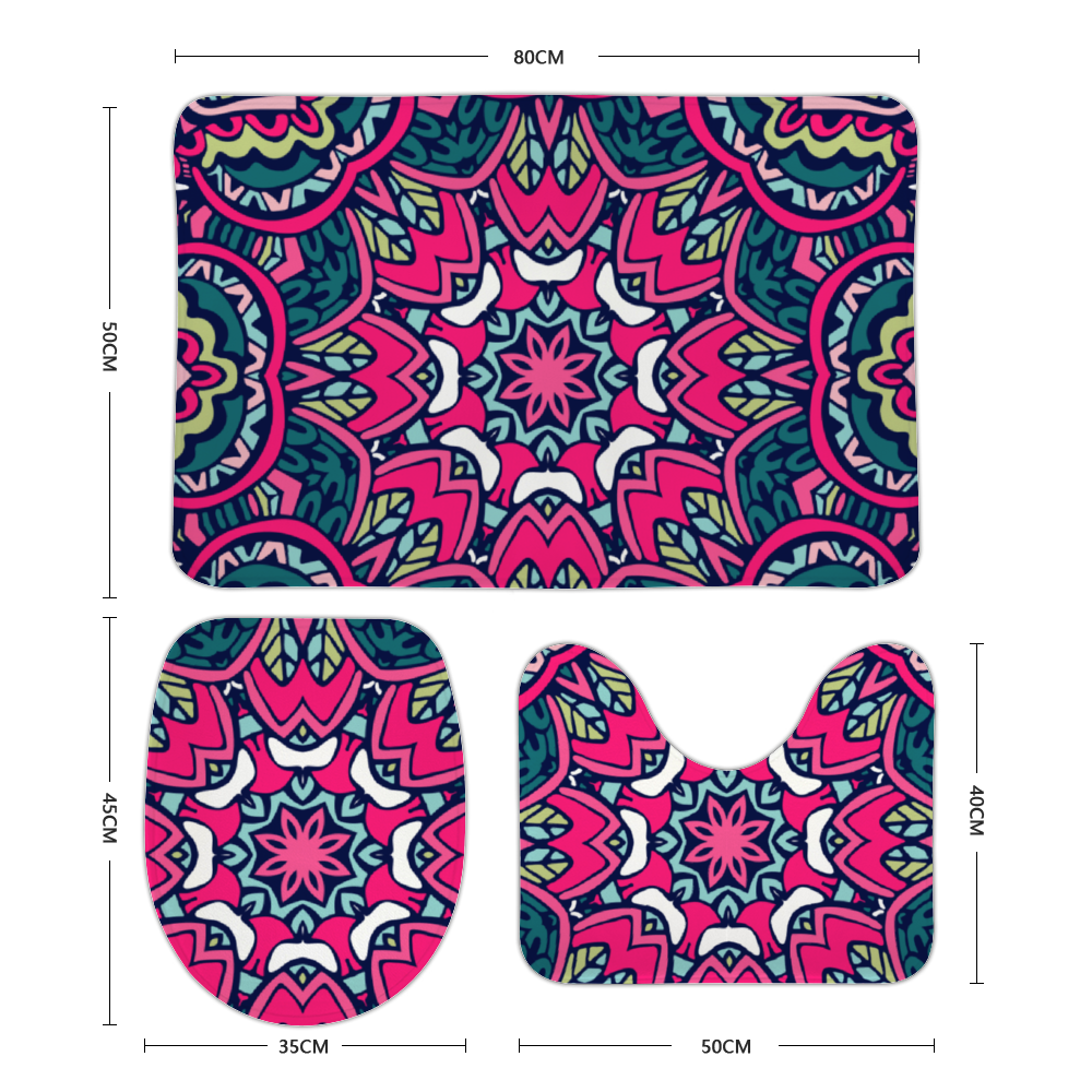 Custom Non-Slip Coral Fleece Bath Mat Bathroom Rugs 3 PC/Set