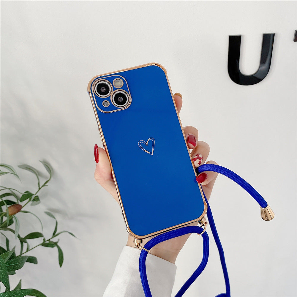 Hollow Love Crossbody Lanyard Phone Case