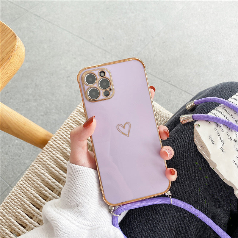 Hollow Love Crossbody Lanyard Phone Case