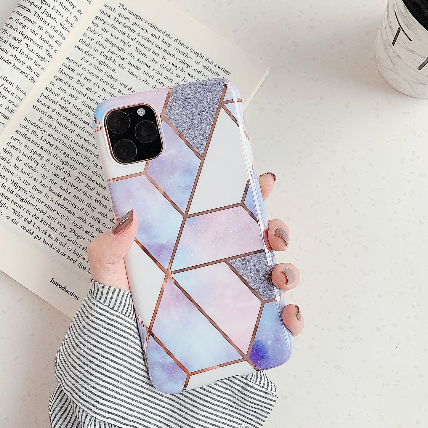 Stitched marble phone case