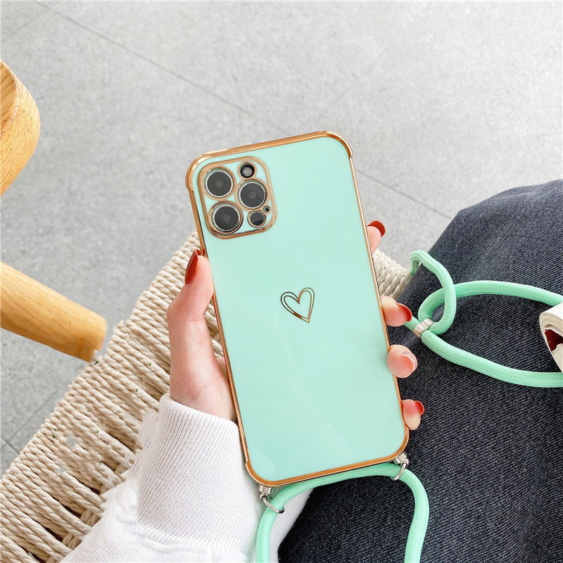 Hollow Love Crossbody Lanyard Phone Case