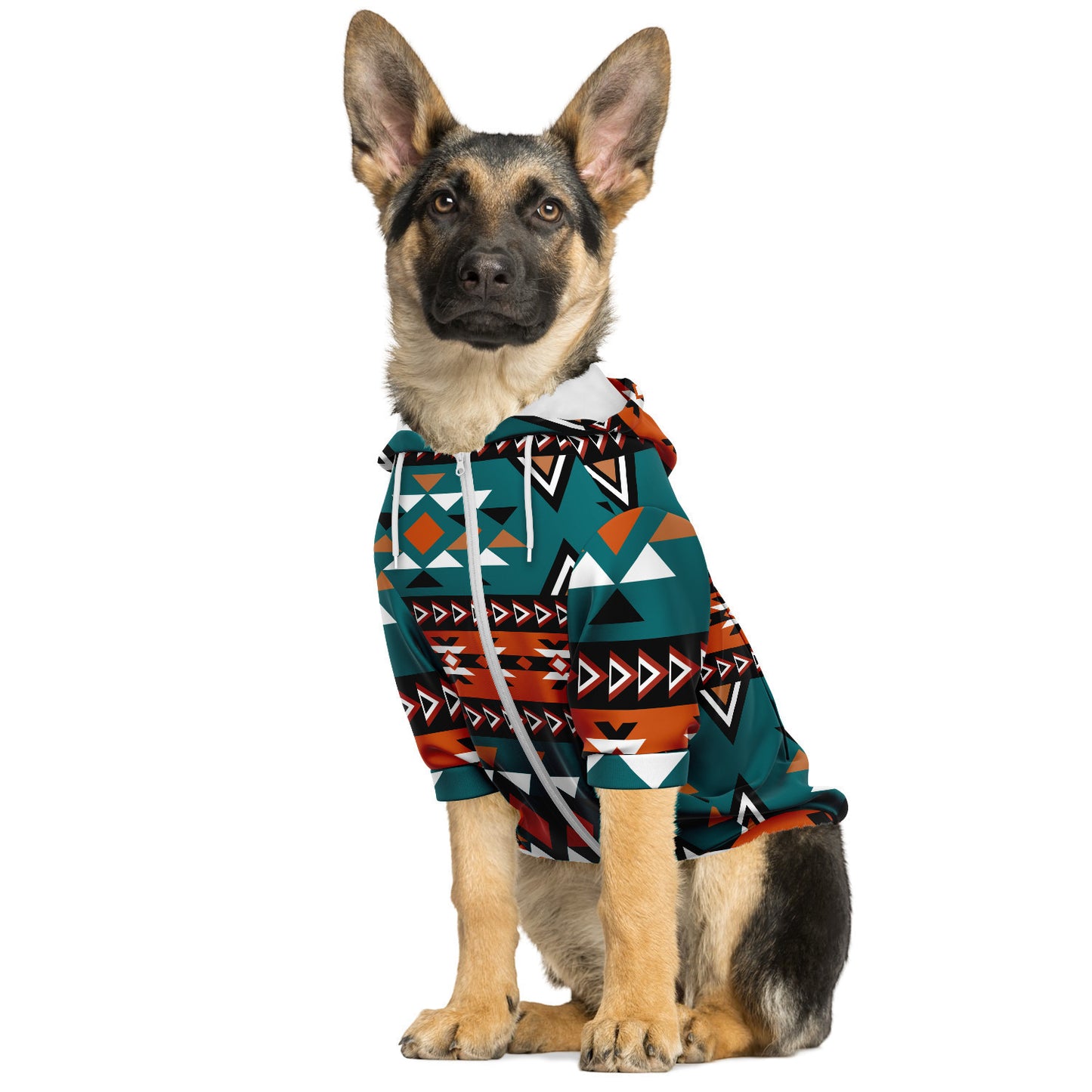 Aztec dog zippered hoodie.