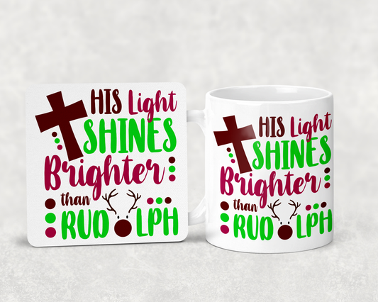 His light shines brighter mug set